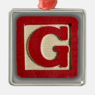 Alphabet-Spielzeug-Block G Silbernes Ornament