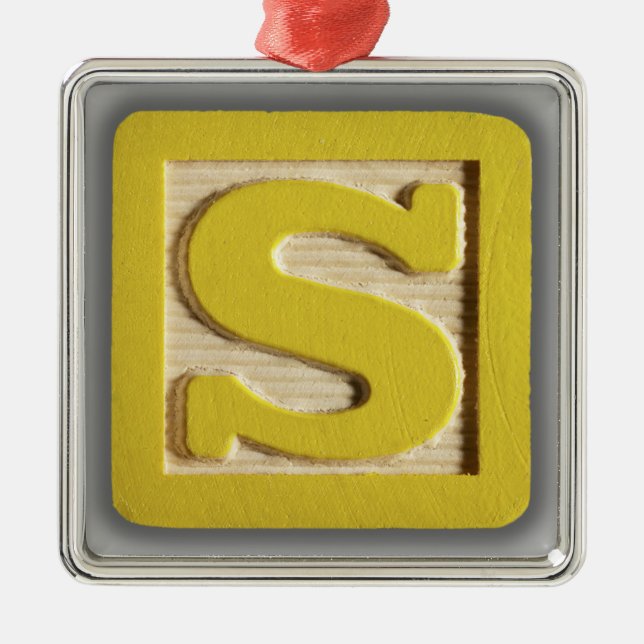 Alphabet-Spielzeug-Block S Silbernes Ornament (Vorne)