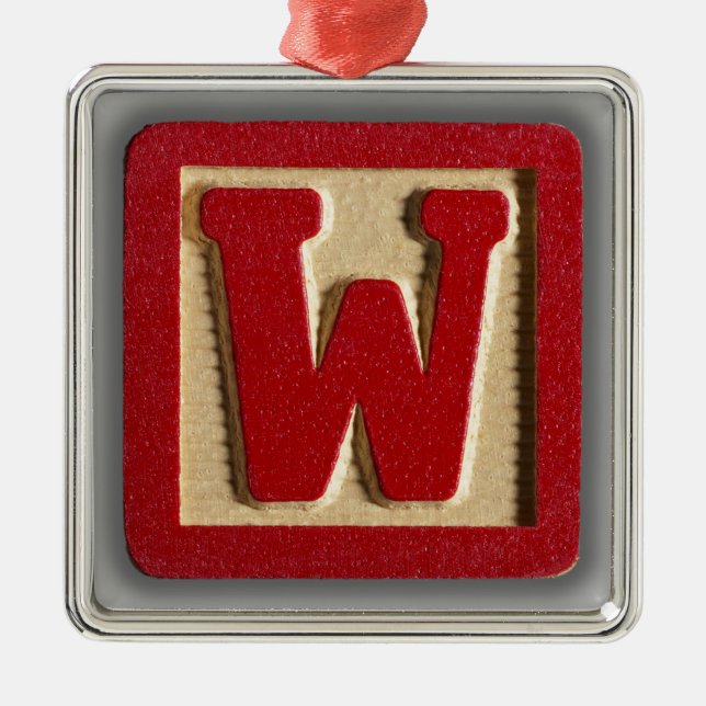 Alphabet-Spielzeug-Block W Silbernes Ornament (Vorne)