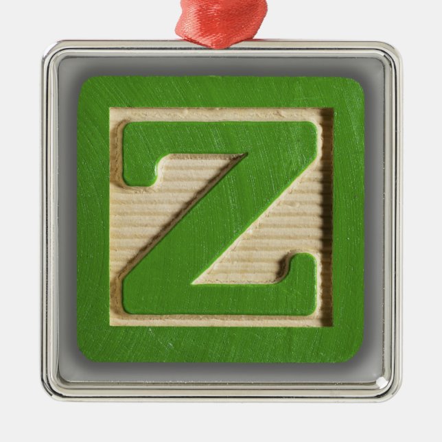 Alphabet-Spielzeug-Block Z Silbernes Ornament (Vorne)
