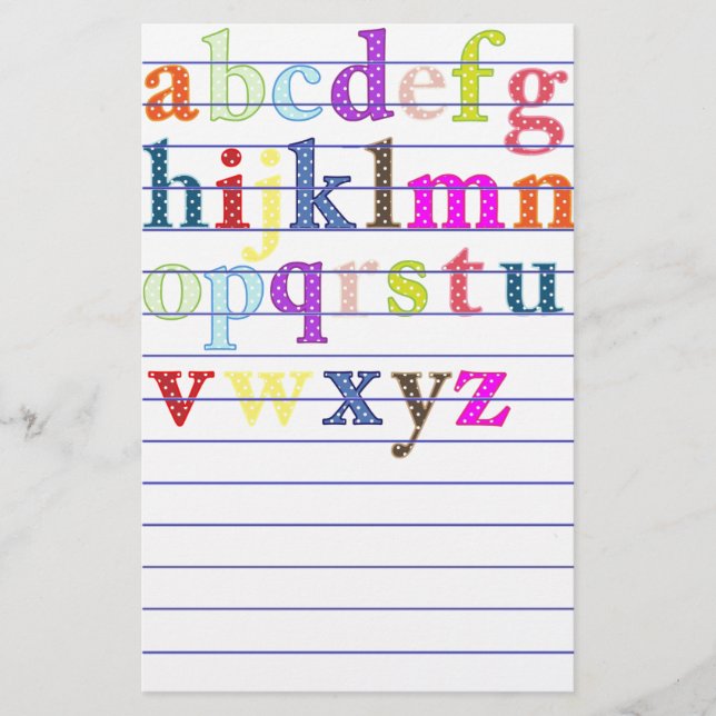 Alphabet Stationery Briefpapier (Vorderseite)