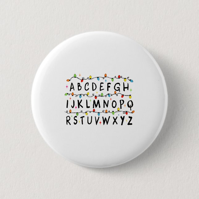 Alphabet Stranger Christmas 2025 Lights Boys Girls Button (Vorderseite)