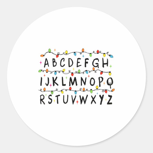 Alphabet Stranger Christmas 2025 Lights Boys Girls Runder Aufkleber (Vorderseite)