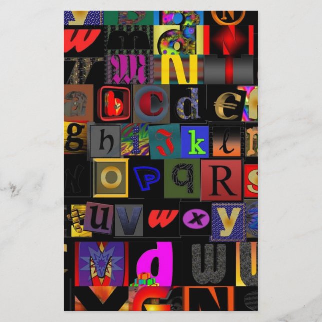 Alphabet-Suppe, Mosaikbriefe-Design, lustige Farbt Briefpapier (Vorderseite)