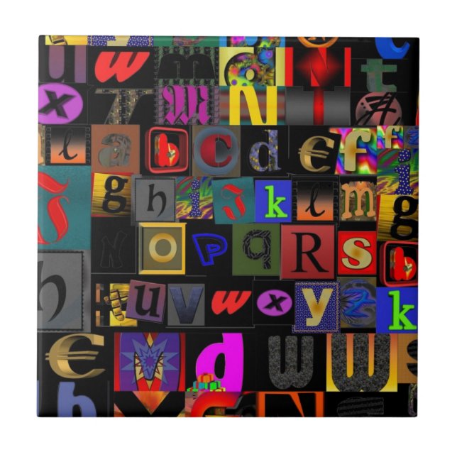 Alphabet-Suppe, Mosaikbriefe-Design, lustige Farbt Fliese (Vorderseite)