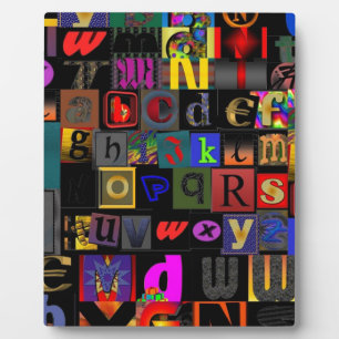 Alphabet-Suppe, Mosaikbriefe-Design, lustige Farbt Fotoplatte