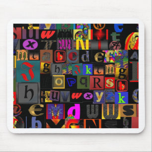 Alphabet-Suppe, Mosaikbriefe-Design, lustige Farbt Mousepad