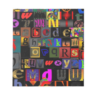 Alphabet-Suppe, Mosaikbriefe-Design, lustige Farbt Notizblock