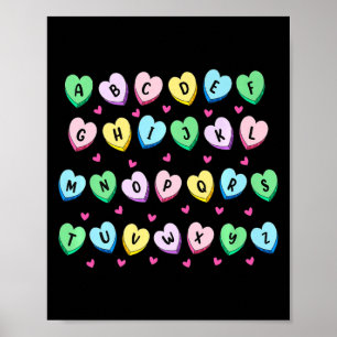 Alphabet Süßigkeiten Herz Liebe Valentinstag Lehre Poster