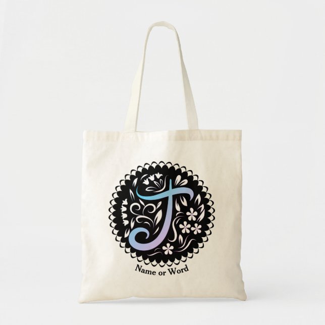 Alphabet T Monogram Handwriting Tragetasche (Vorne)