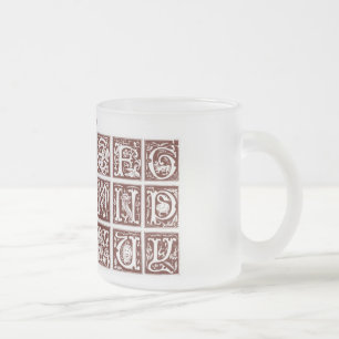 Alphabet-Tasse aus dem 16. Jahrhundert Mattglastasse