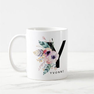 Alphabet-Tassen-Monogramm Boho Wasserfarbe der Kaffeetasse