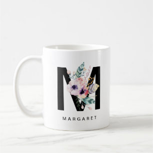 Alphabet-Tassen-Monogramm Boho Wasserfarbe der Kaffeetasse