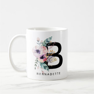 Alphabet-Tassen-Monogramm Boho Wasserfarbe der Kaffeetasse