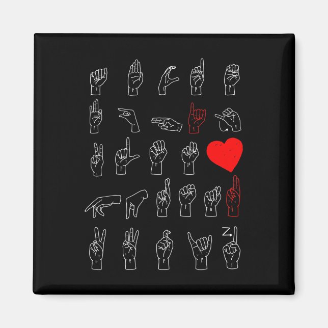 Alphabet Teacher American Sing Language Asl Chart Magnet (Vorne)