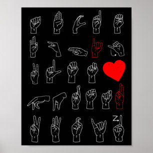Alphabet Teacher American Sing Language Asl Chart Poster