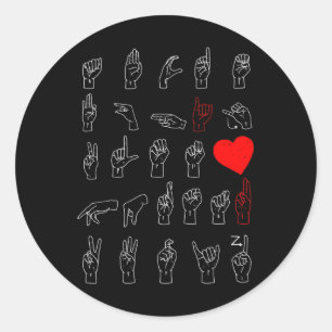 Alphabet Teacher American Sing Language Asl Chart Runder Aufkleber