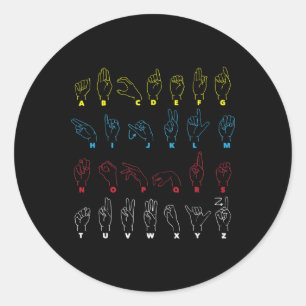 Alphabet Teacher American Sing Language Asl Chart Runder Aufkleber