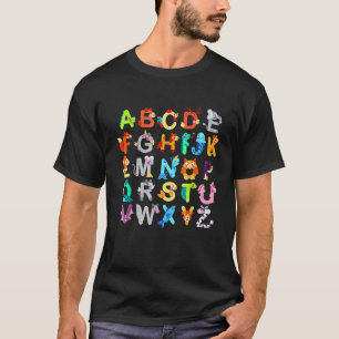 Alphabet-Tier-ABCs-Lernen-Zurück-in-die-Schule-Leh T-Shirt