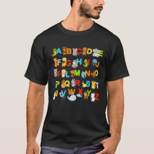 Alphabet Tier Lerning Abc Süße Urial Bildung T-Shirt