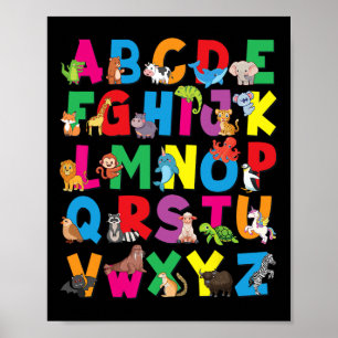 Alphabet Tiere Abc Zoo Kinder Jungen Mädchen Lehre Poster