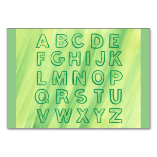 Alphabet-Tutorial-Karte in Großbuchstaben Gelb Tischnummer