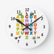 Alphabet- und Garteninsekten (Mittel) Wall Clock