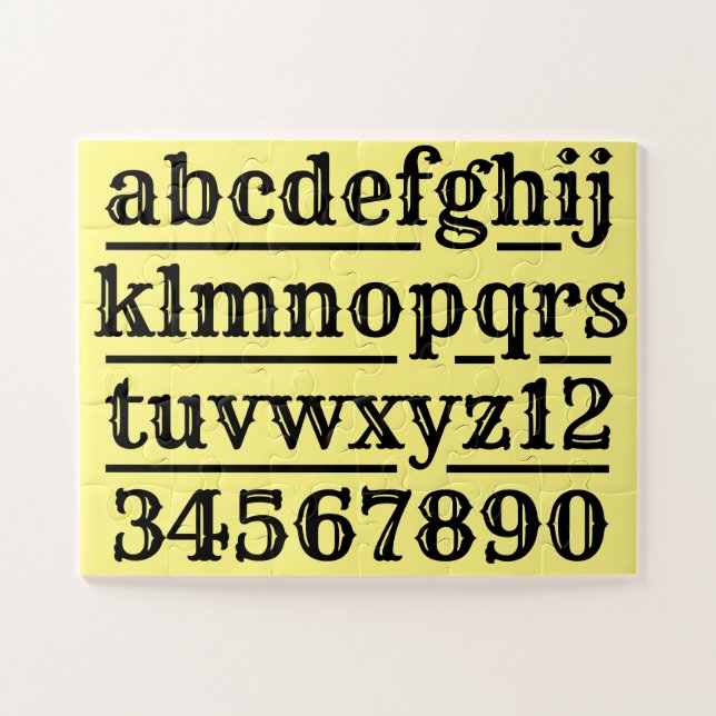 Alphabet und Zahlen entwerfen Puzzle (Horizontal)