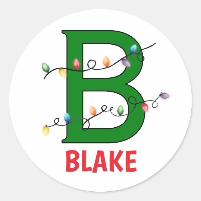 Alphabet Weihnachtslichter Geschenklabels Runder Aufkleber (Vorderseite)