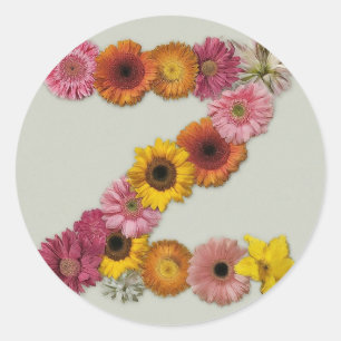 Alphabet Z in Blume Runder Aufkleber