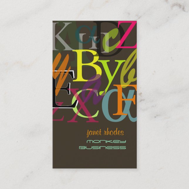 Alphabete, Lehrerinnen und Visitenkarten Visitenkarte (Vorderseite)