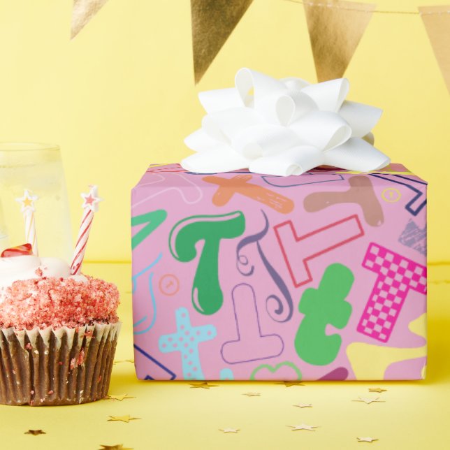 Alphabethstaben-T-Geschenkpapier - Rosa Geschenkpapier (Geburtstagsparty)