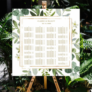 ALPHABETISCH BESTELLUNG Gold Grüne Hochzeitssitze Poster