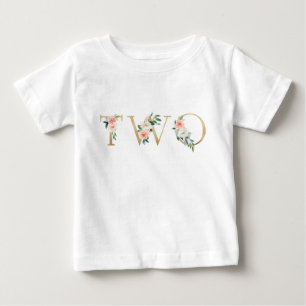 Alphabetisch: zweijähriges Gold und Blütenblütenbl Baby T-shirt