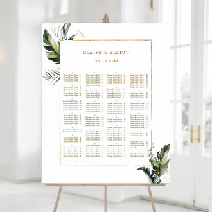ALPHABETISCHE BESTELLUNG Tropische Gold Hochzeit Poster