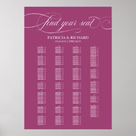 Alphabetische Elegante Cassis Wedding Chart Poster