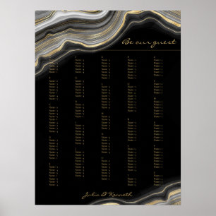 Alphabetische Hochzeit aus schwarzem Gold Poster