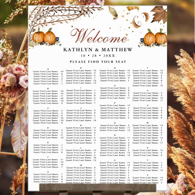 Alphabetische Hochzeit im Herbst Herbst Pumpkin Poster (Von Creator hochgeladen)