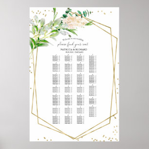 Alphabetische Hochzeit Sitzordnung Grünpflanzen Poster