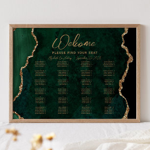 Alphabetische Hochzeits-Sitzordnung aus Smaragdgrü Poster