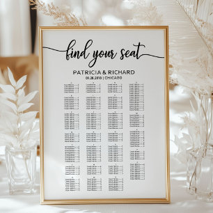 Alphabetische Hochzeitssattelkarte Elegant Poster