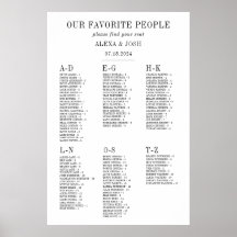 Alphabetische Hochzeitssattelkarte