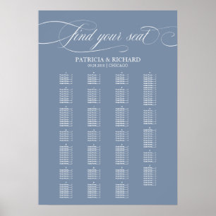 Alphabetische Hochzeitssatteltafel Dusty Blue Poster