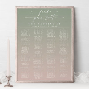 Alphabetische Hochzeitstabelle grün und rosa Poster