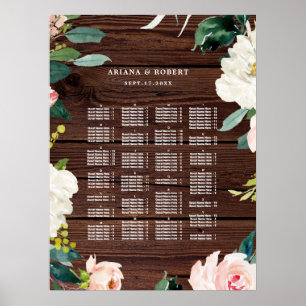 ALPHABETISCHE Ordnung Rustikale Holzsitzkarte Poster