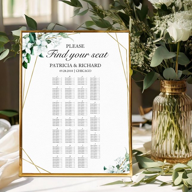 Alphabetische Seating Chart Greenery Geometric Poster (Von Creator hochgeladen)