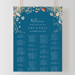 Alphabetische Seekarte der Navy Bliss Wildblume Poster