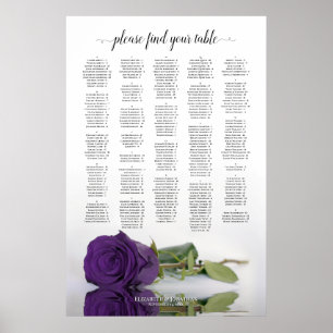 Alphabetische Sitzkarte der Royal Lila Rose Poster