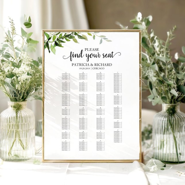 Alphabetische Sitzkarte Elegante Landschaft Poster (Von Creator hochgeladen)