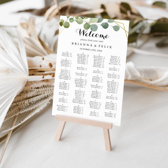 Alphabetische Sitzkarte für tropische grüne Blätte Poster (Von Creator hochgeladen)